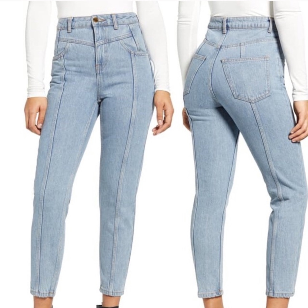 Topshop high rise light wash mom jeans